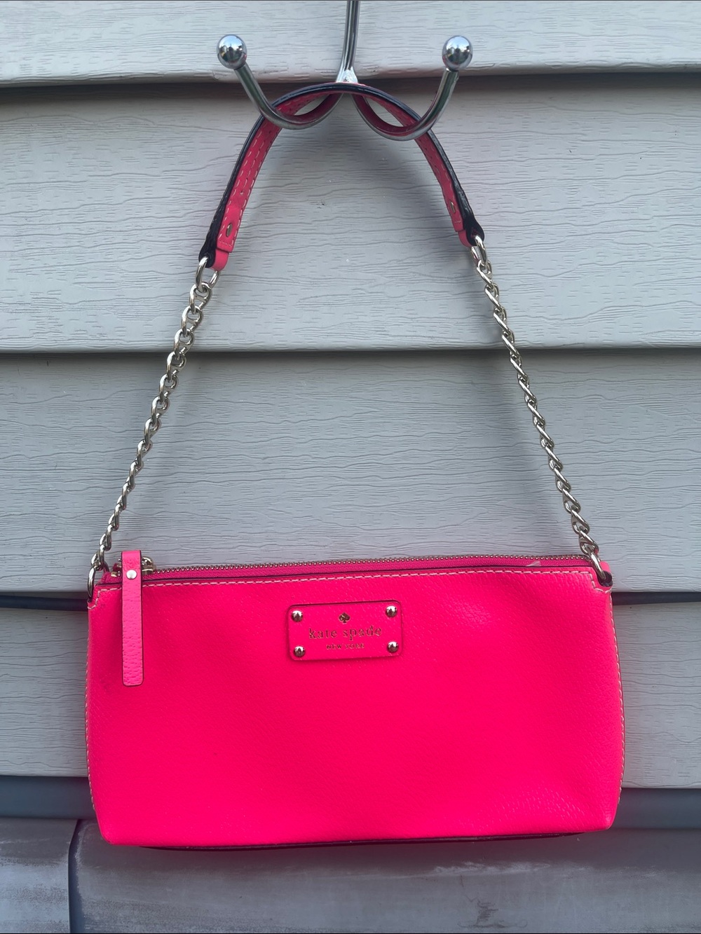 kate spade Neon Pink Chain Wristlet Clutch